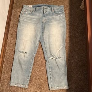 Gap Girlfriend Mid rise Distressed Lighter Denim Jeans